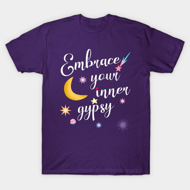 EMBRACE YOUR INNER GYPSY Stars and Planets T-Shirt by Scarebaby